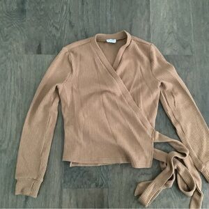 BLANK beautiful wrap brown sweater